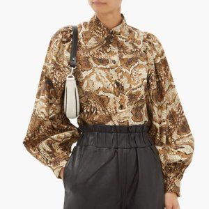 GANNI - Tiger's Eye-print Cotton-poplin Shirt